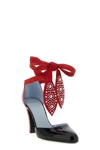 foliefoliage pumps in two-tone abrasive calf leather