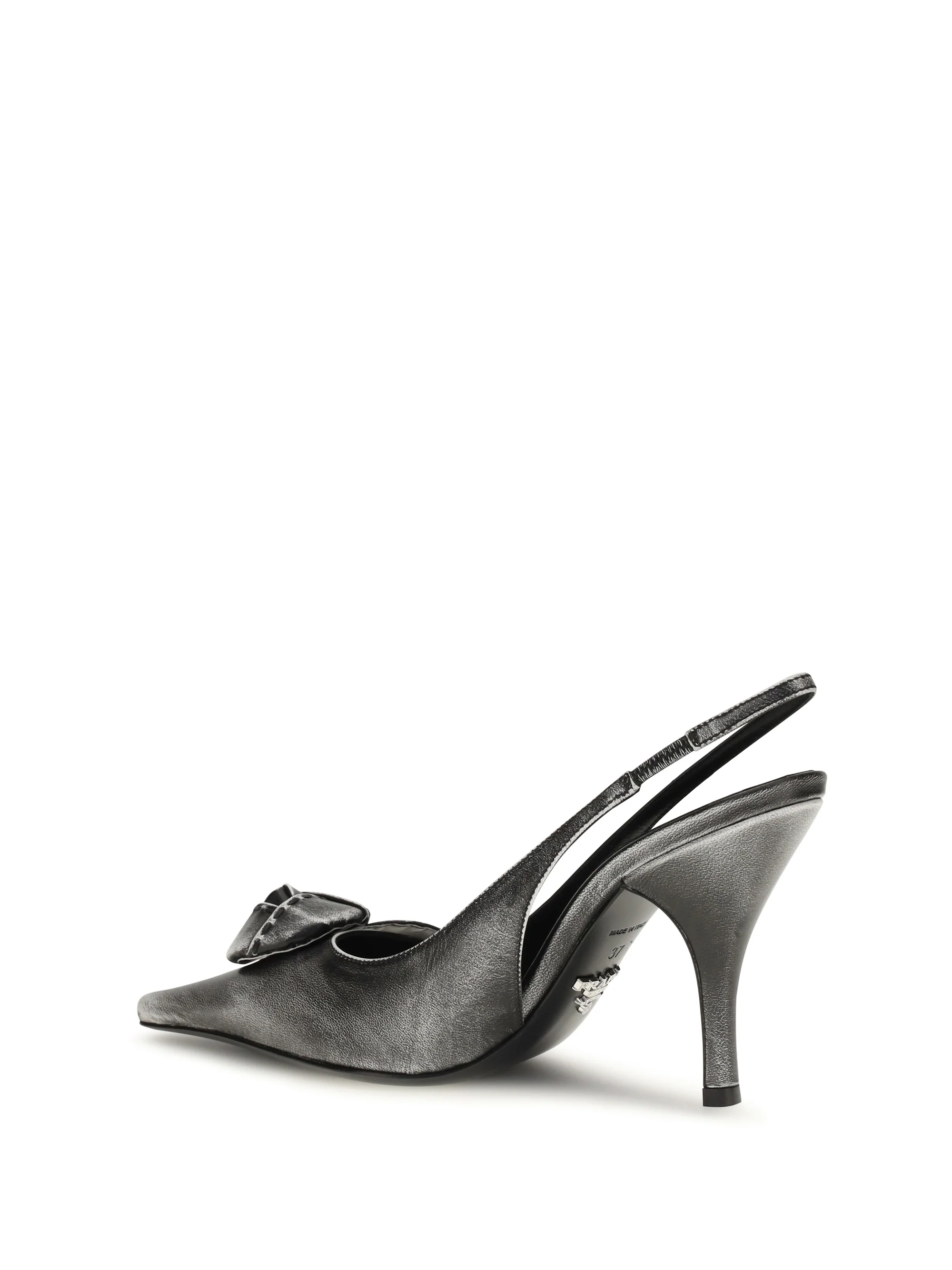 floral-detail leather slingback pumps
