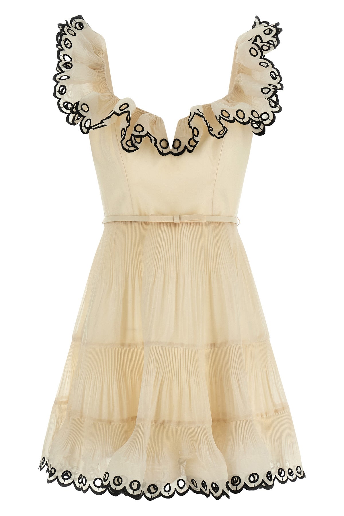 ZIMMERMANN 0.0 embroidered frilled mini dress in taffeta effect fabric
