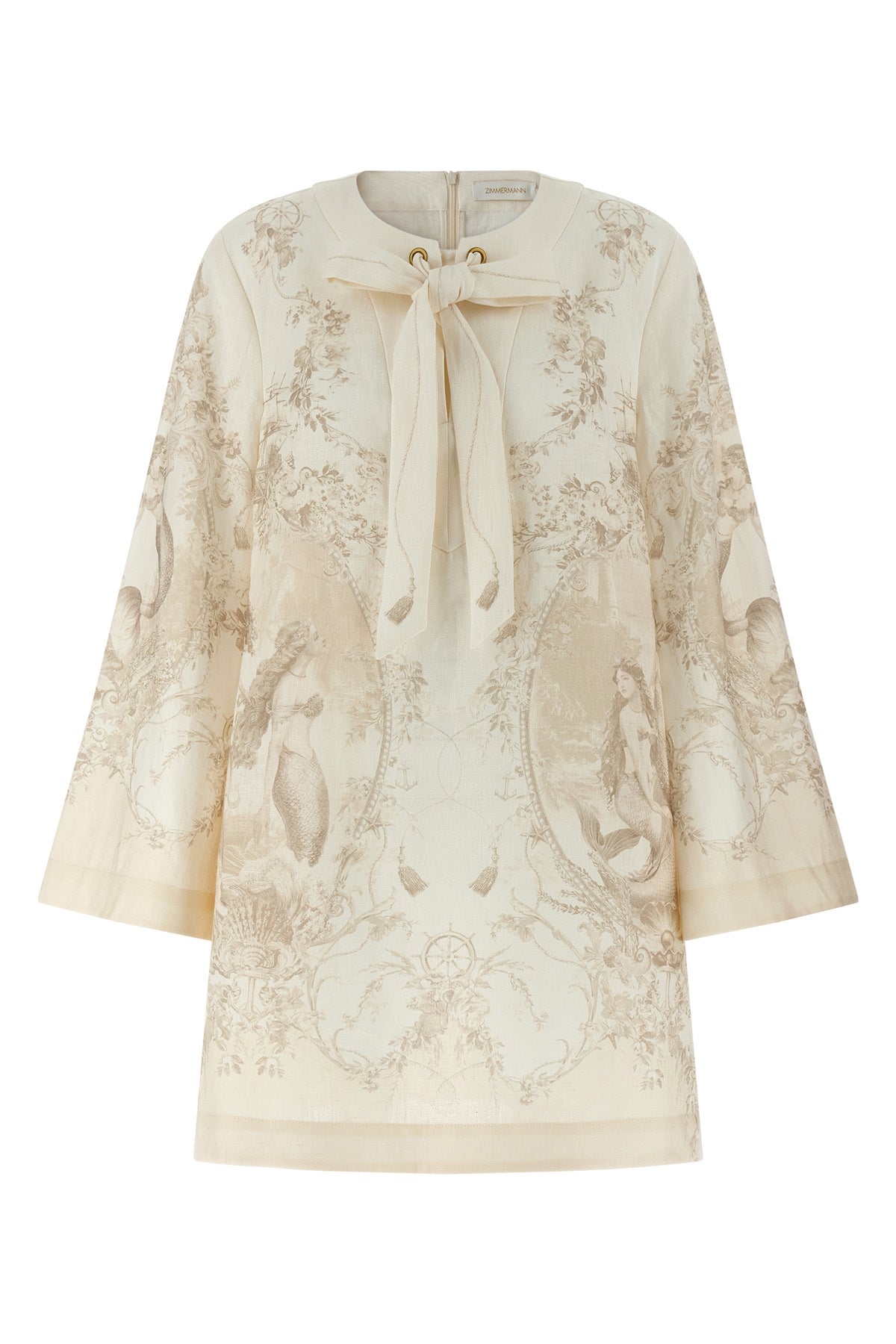 ZIMMERMANN 3 mermaid toile patterned linen mini dress