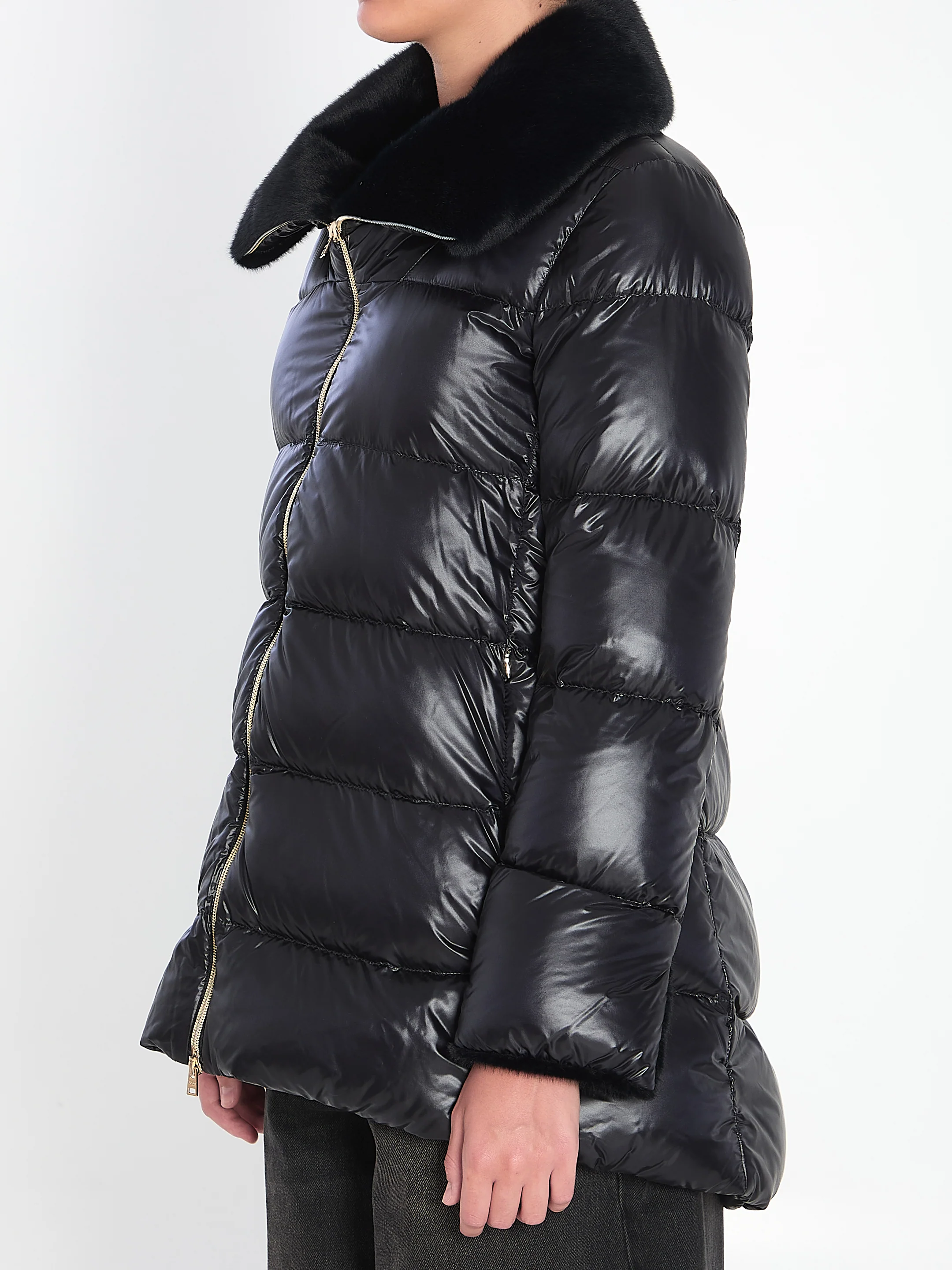 HERNO 40 light puffer with collar ecofur 