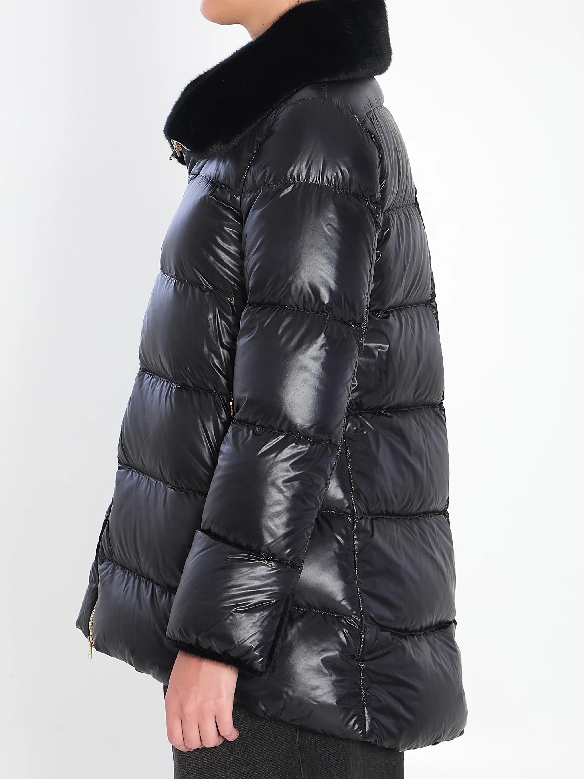 light puffer with collar ecofur