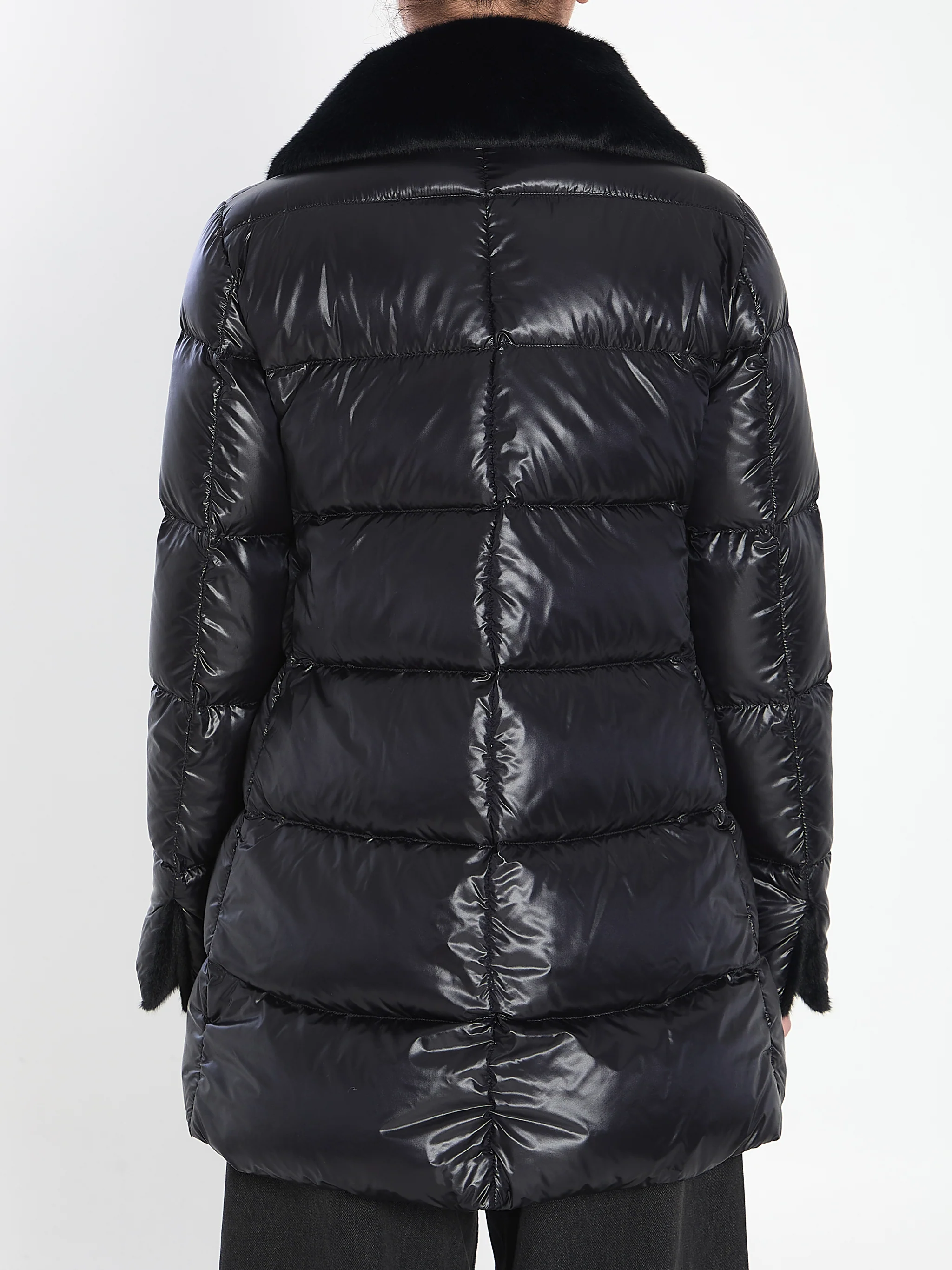 light puffer with collar ecofur