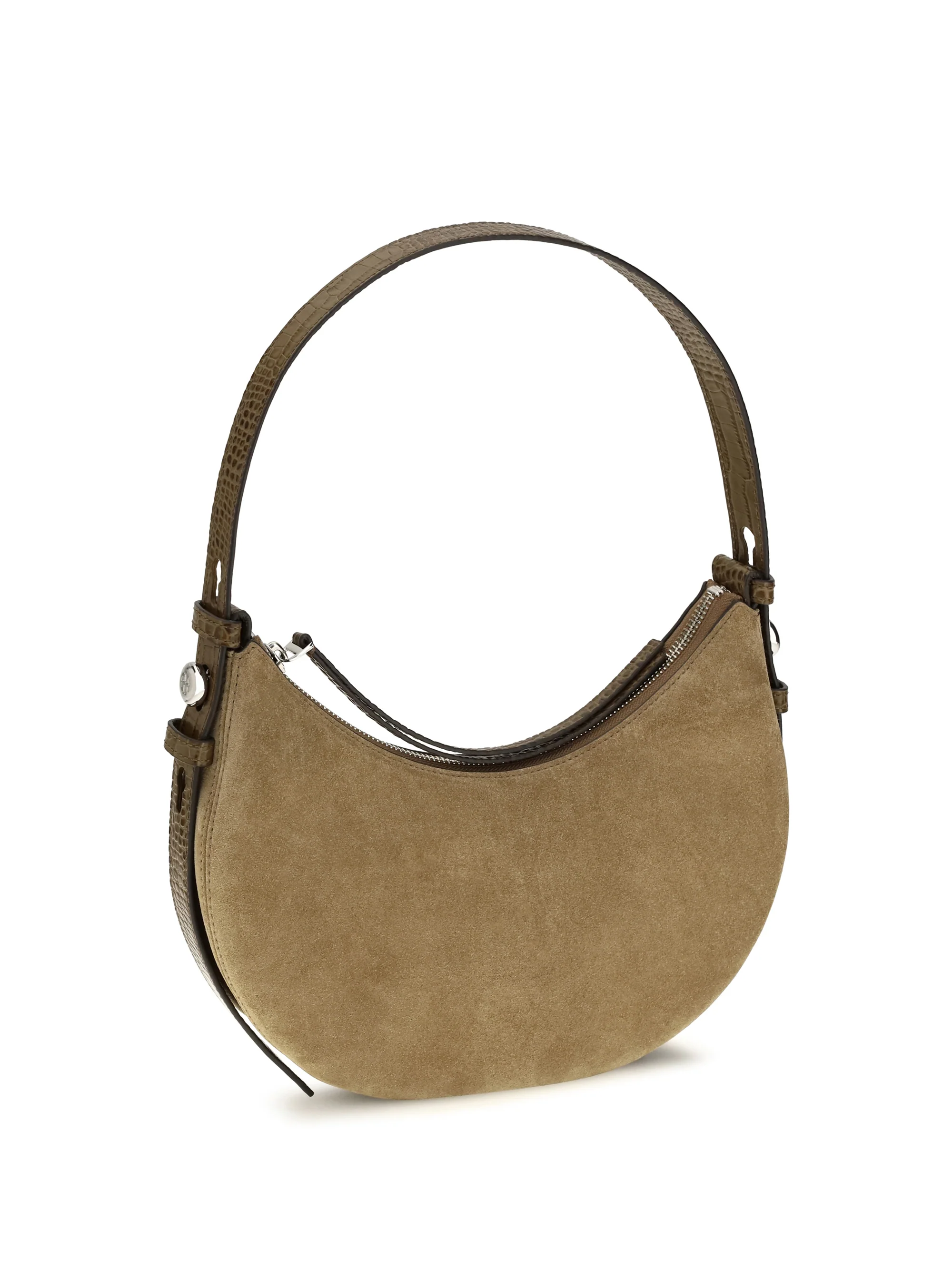 romy suede crescent shoulder bag