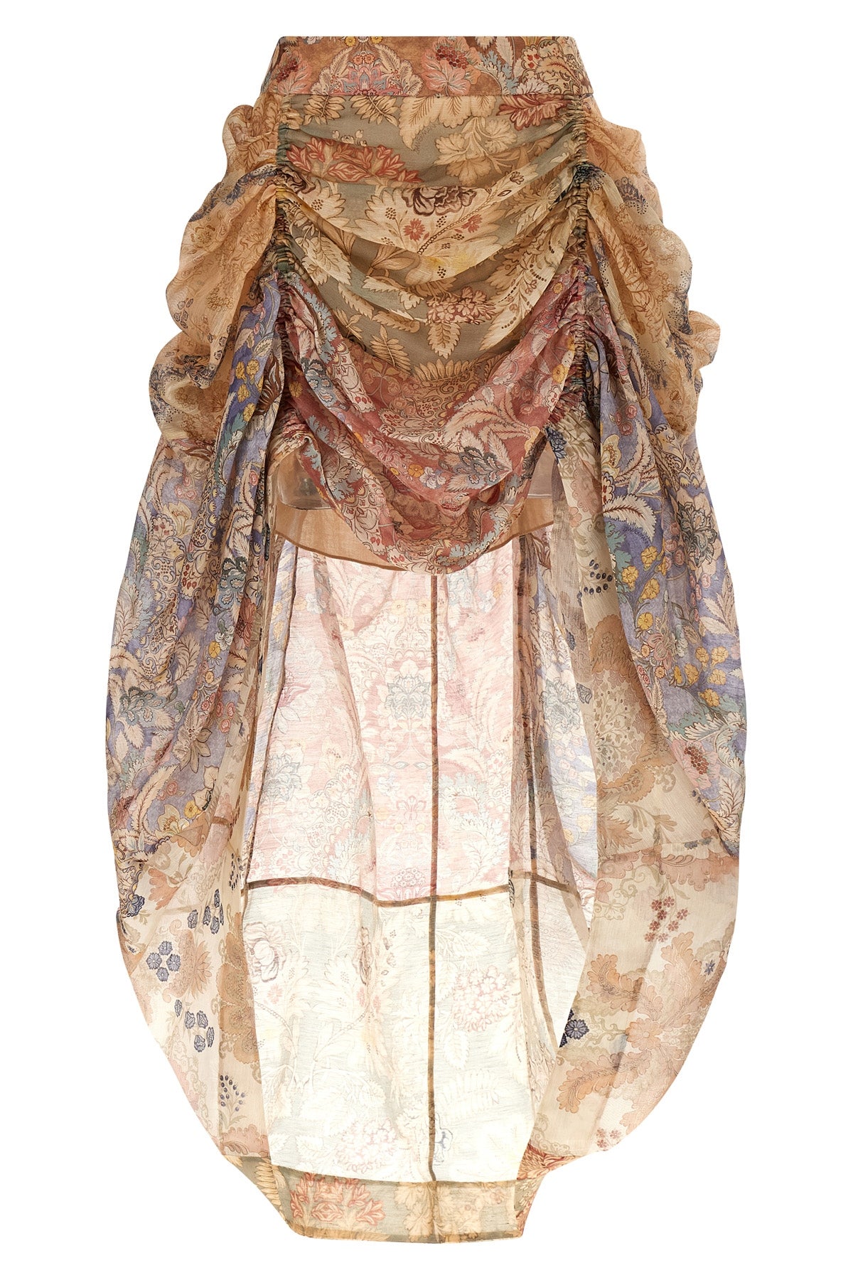 ZIMMERMANN 1 rebellion draped midi skirt in silk and linen floral pattern