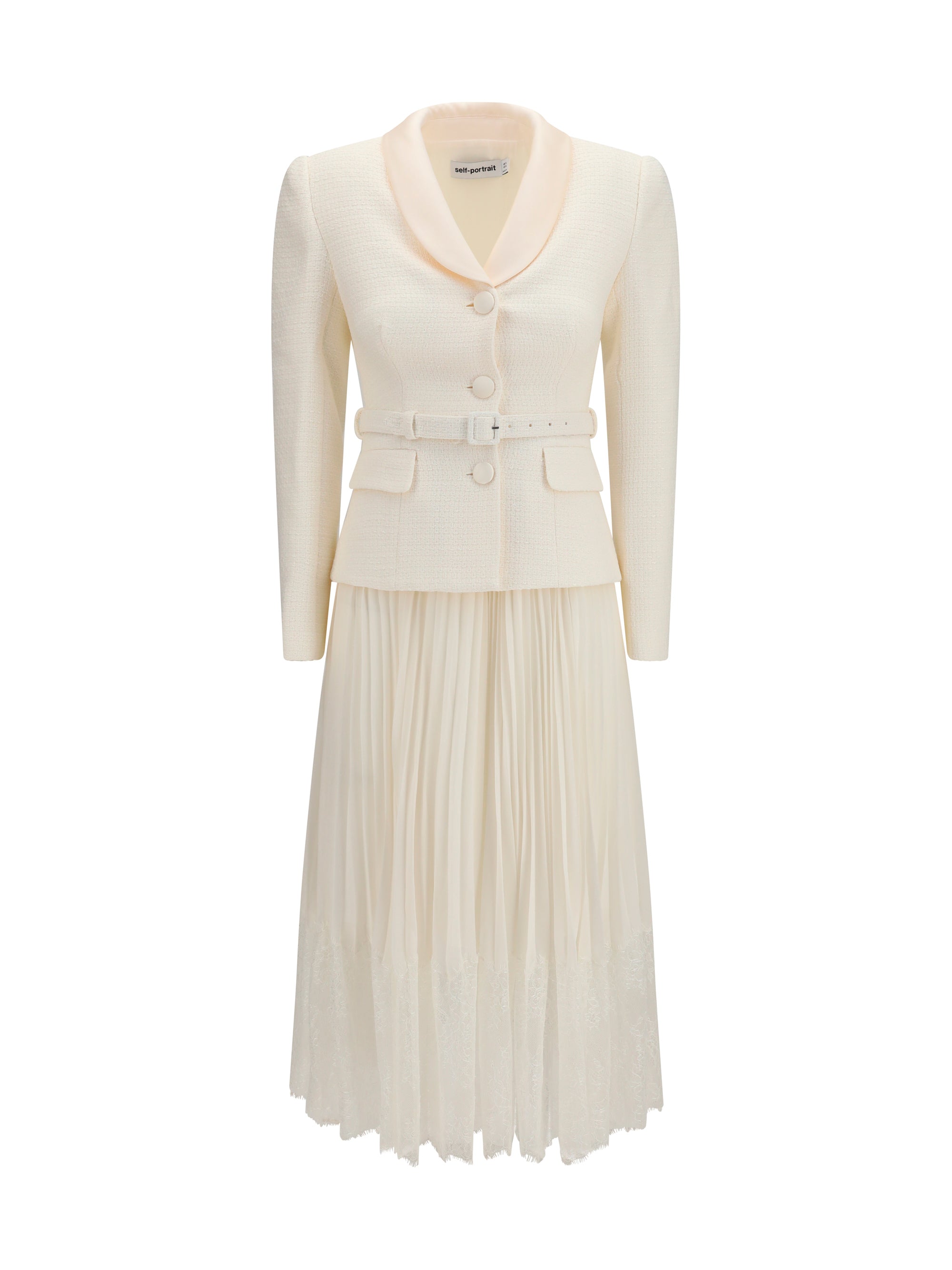 SELF-PORTRAIT 8 bouclé midi dress with shawl collar