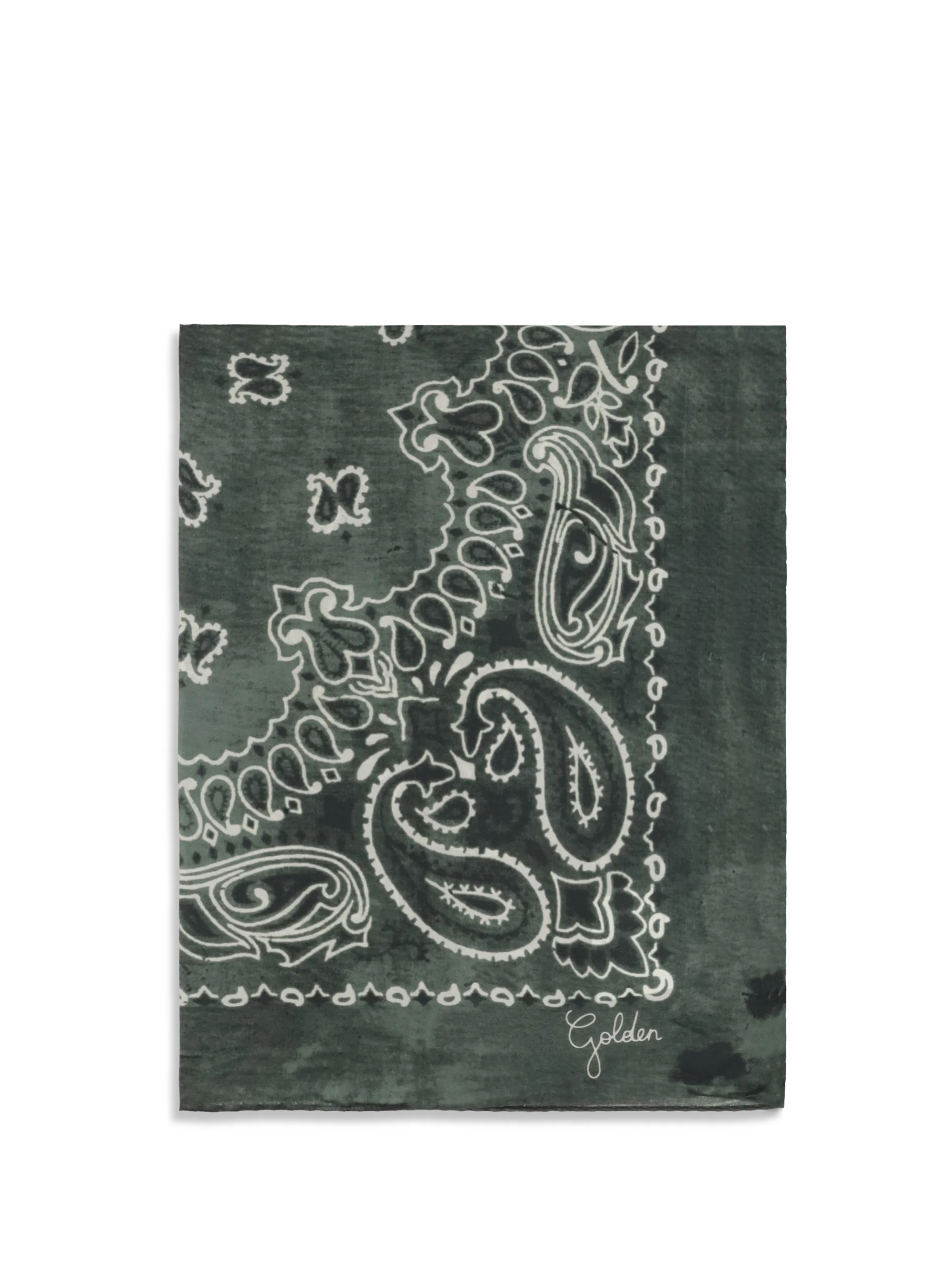 GOLDEN GOOSE OS golden paisley printed silk scarf