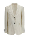 single-breasted pinstriped linen blazer