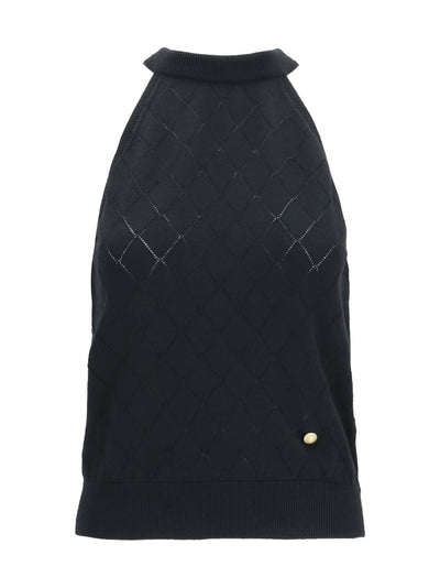 sleeveless wool crewneck top