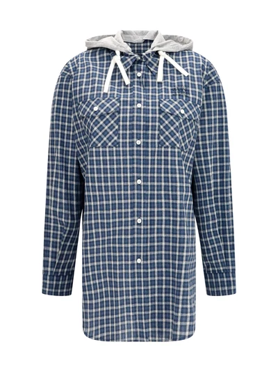 checked hooded shirt