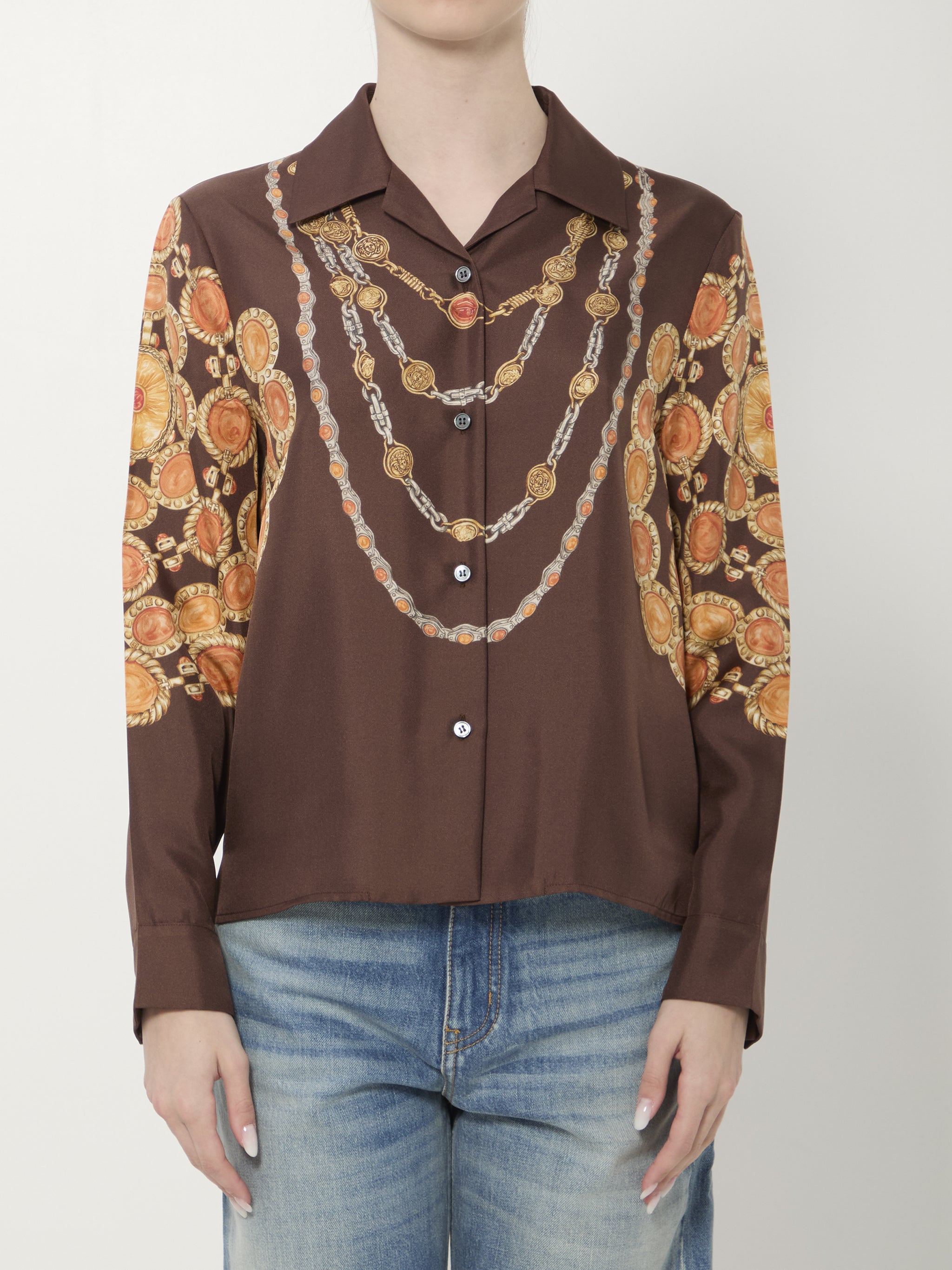 printed silk twill shirt