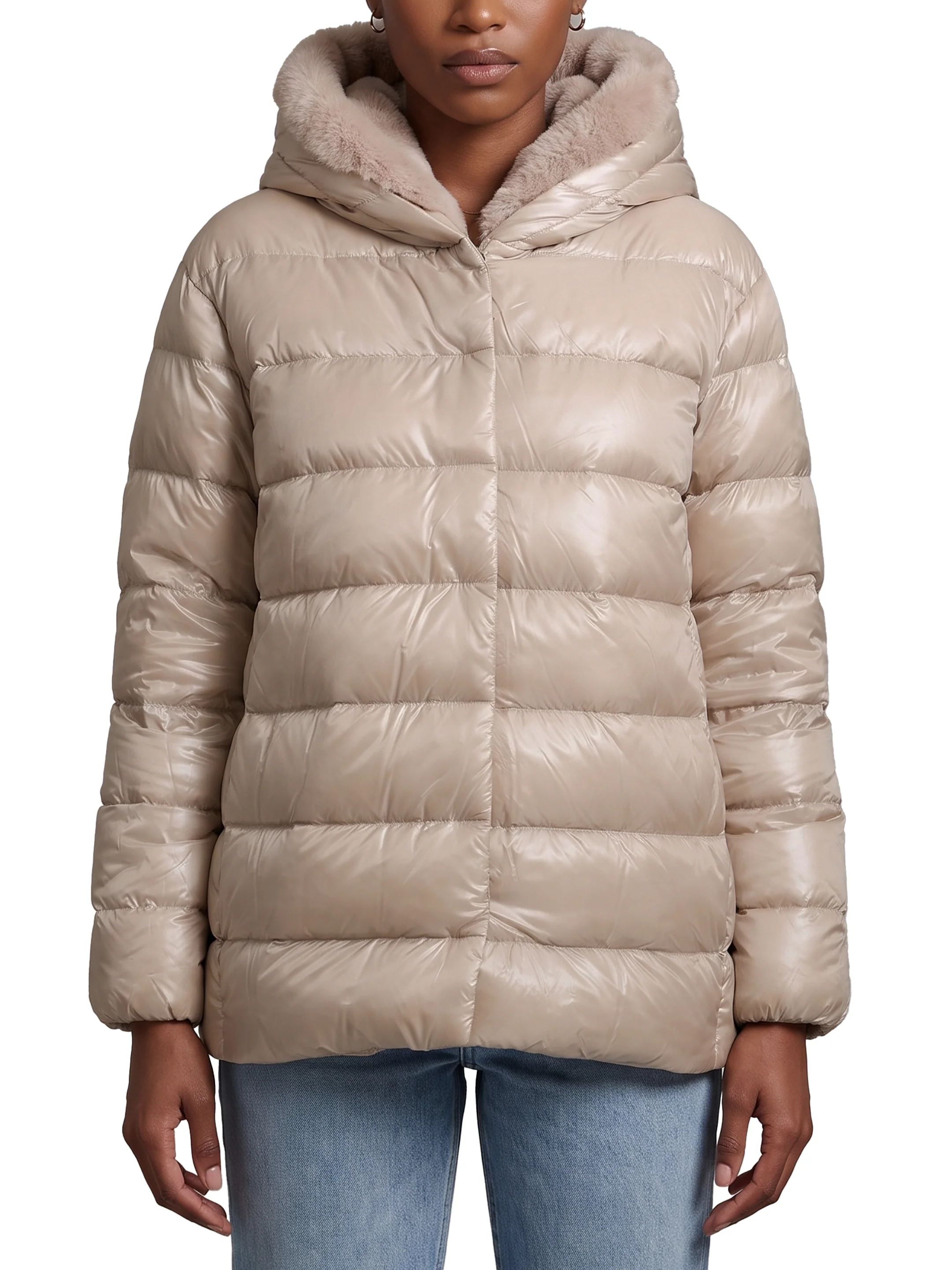 HERNO 40 ultralight down jacket with faux fur