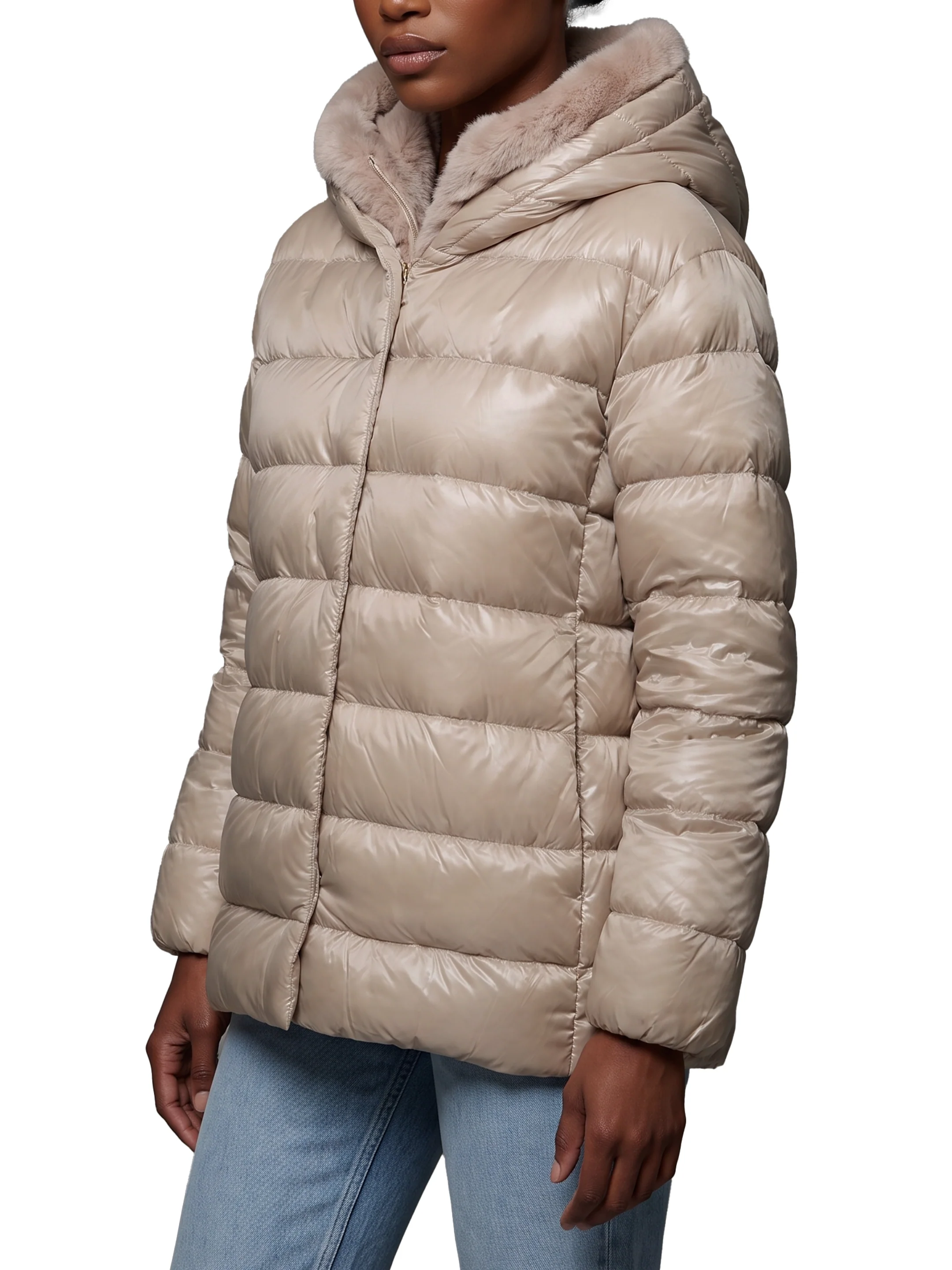 HERNO 40 ultralight down jacket with faux fur