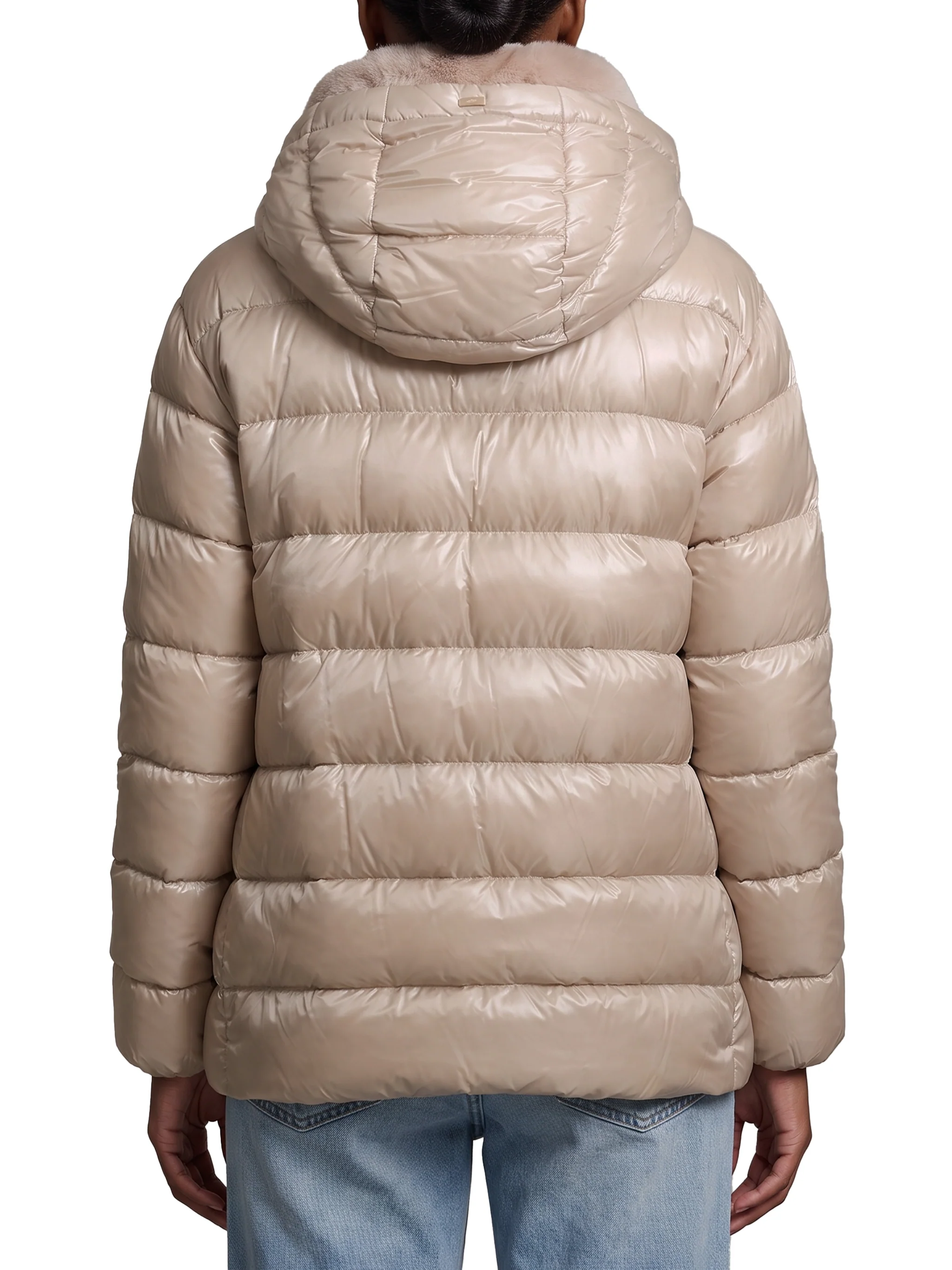 ultralight down jacket with faux fur