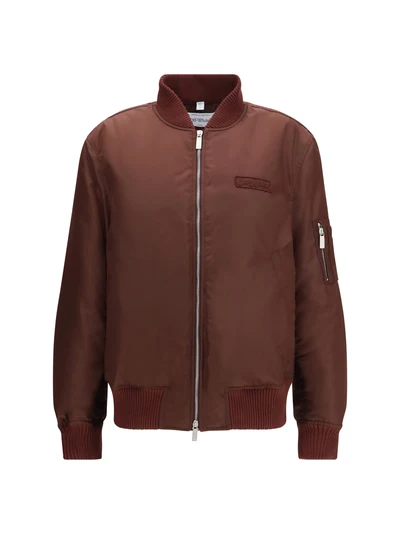embroidered logo nylon bomber jacket