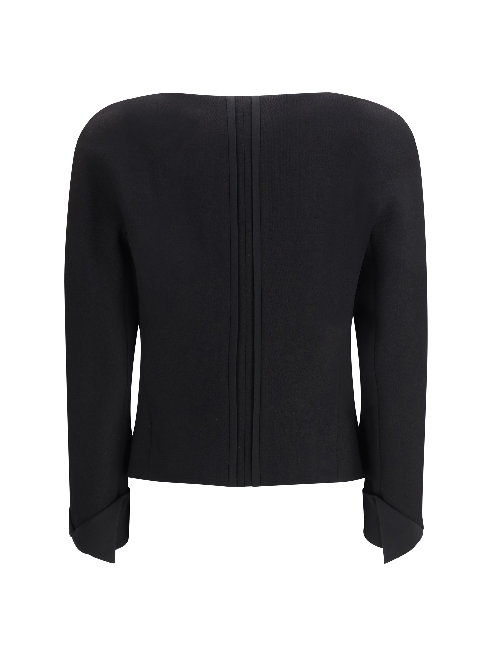 CHLOÉ 40 collarless fitted jacket in wool crêpe