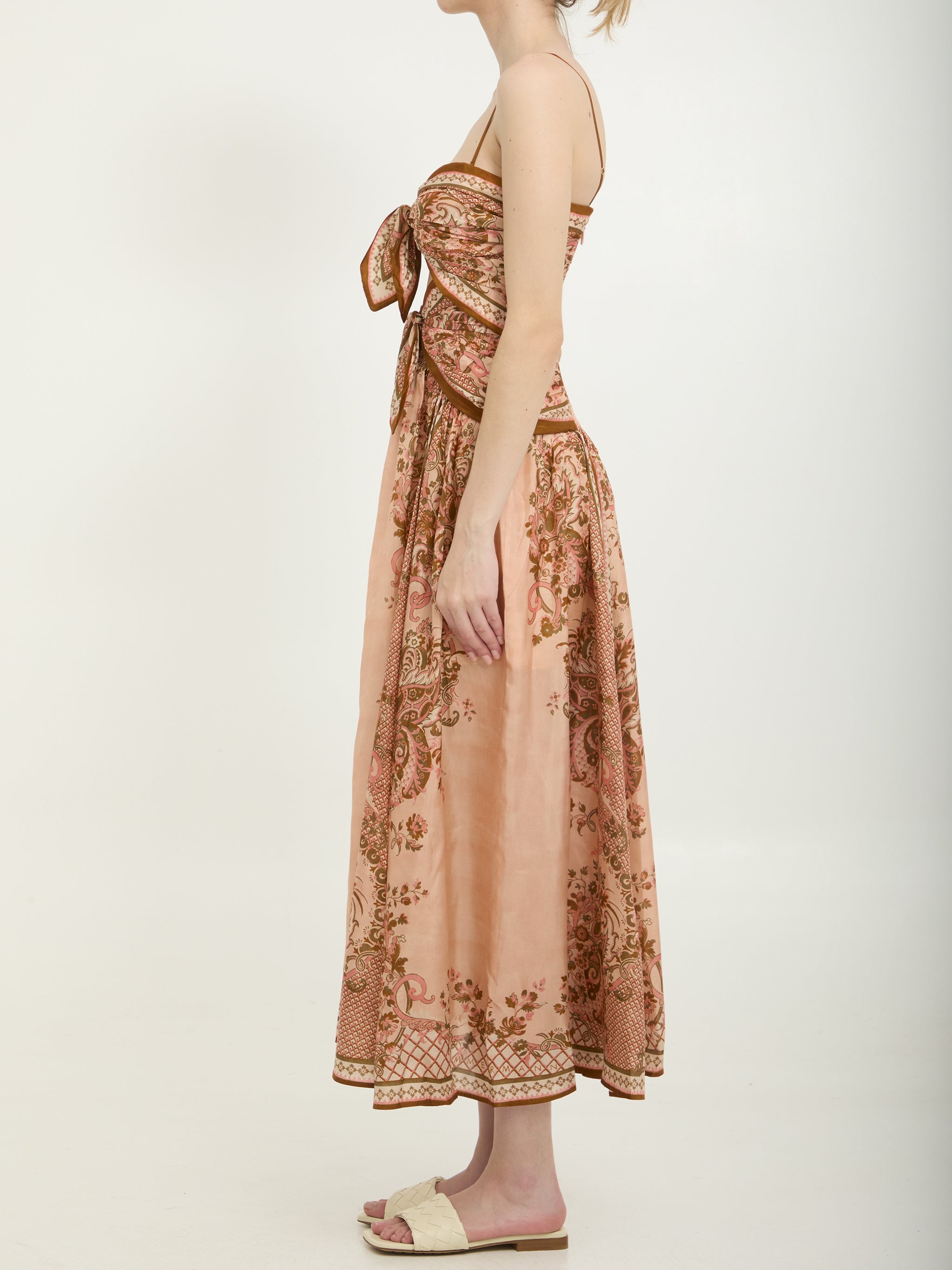 aster scarf print midi dress