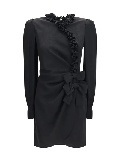silk jacquard mini dress with ruffles