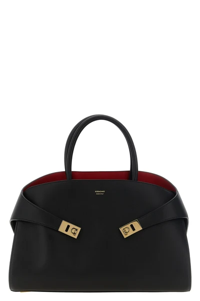 the ferragamo hug m handbag sets new standards of structured luxury through an