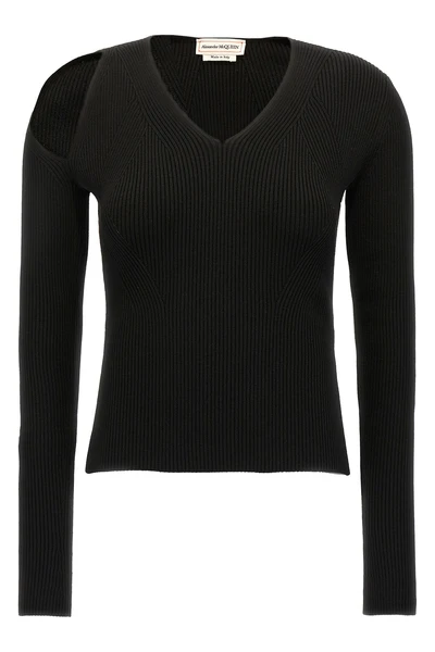 stretch ribbed wool sweater