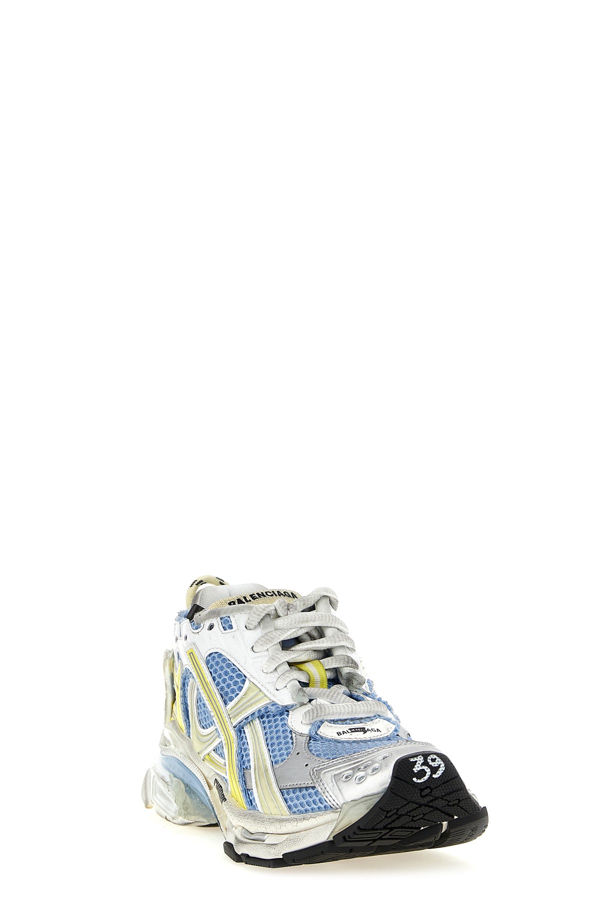 BALENCIAGA 35 runner sneakers in polyurethane and used-effect polyester