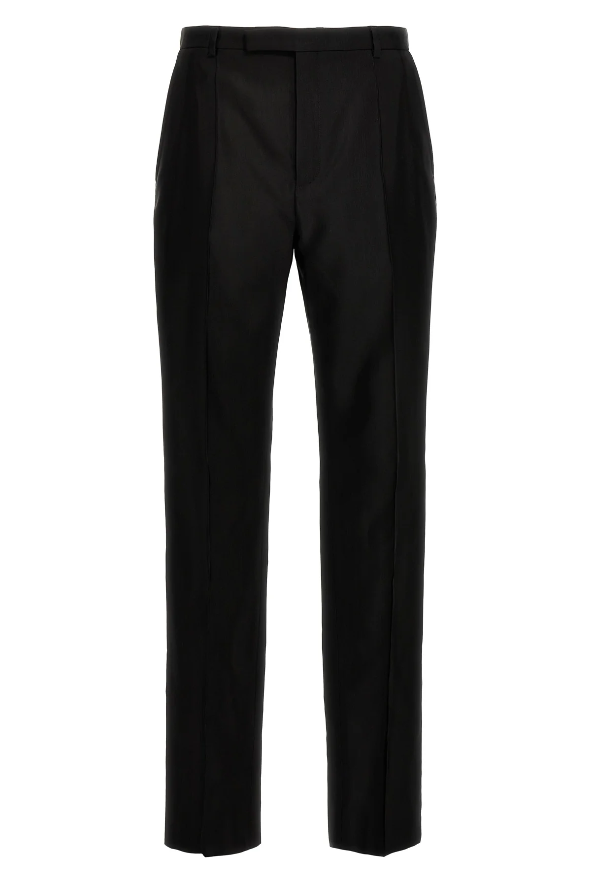 high-waisted pants in faille wool blend