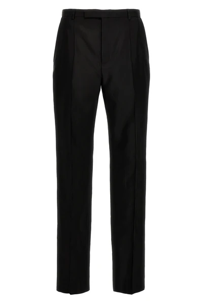 high-waisted pants in faille wool blend