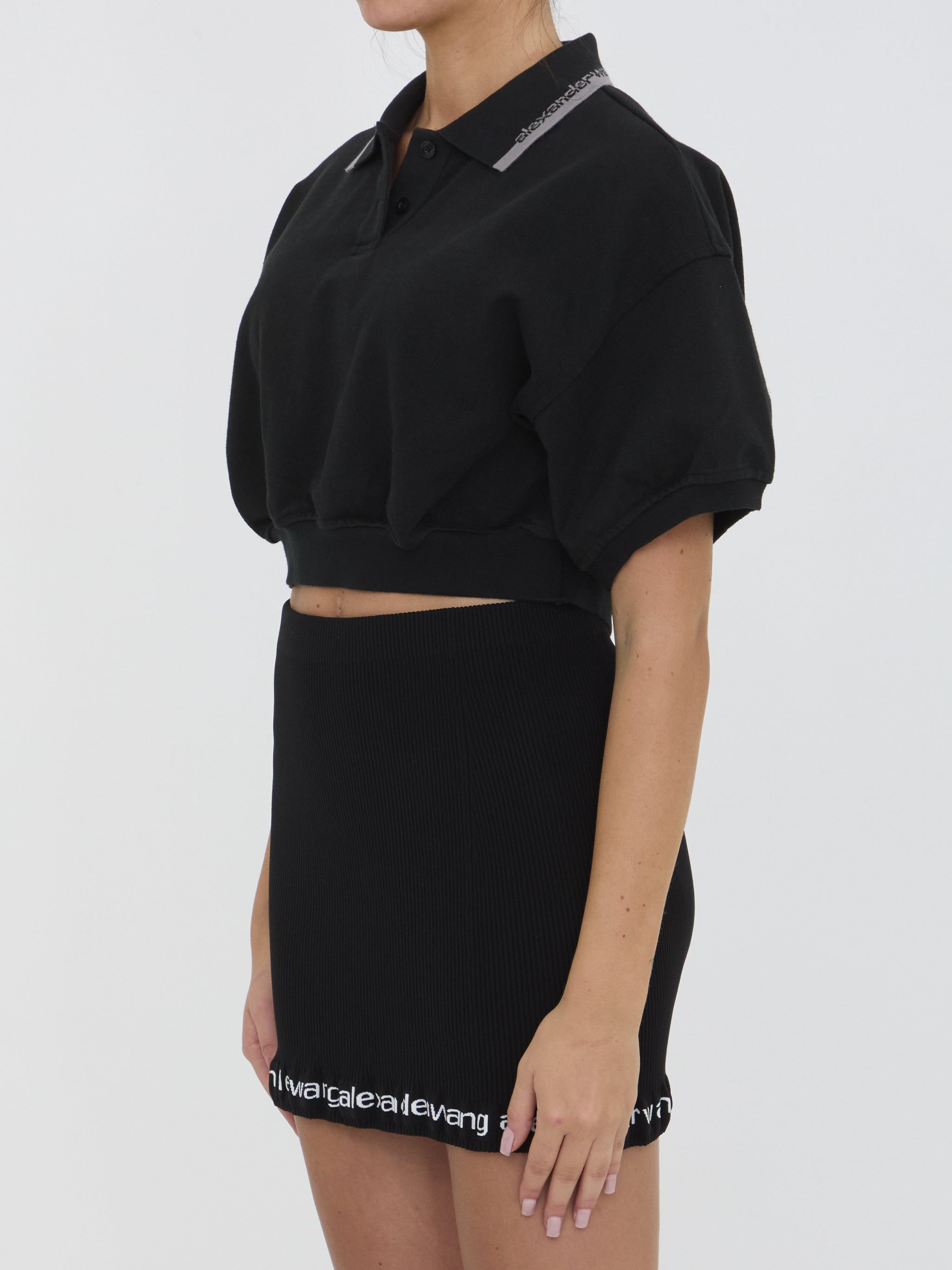 cropped cotton polo shirt