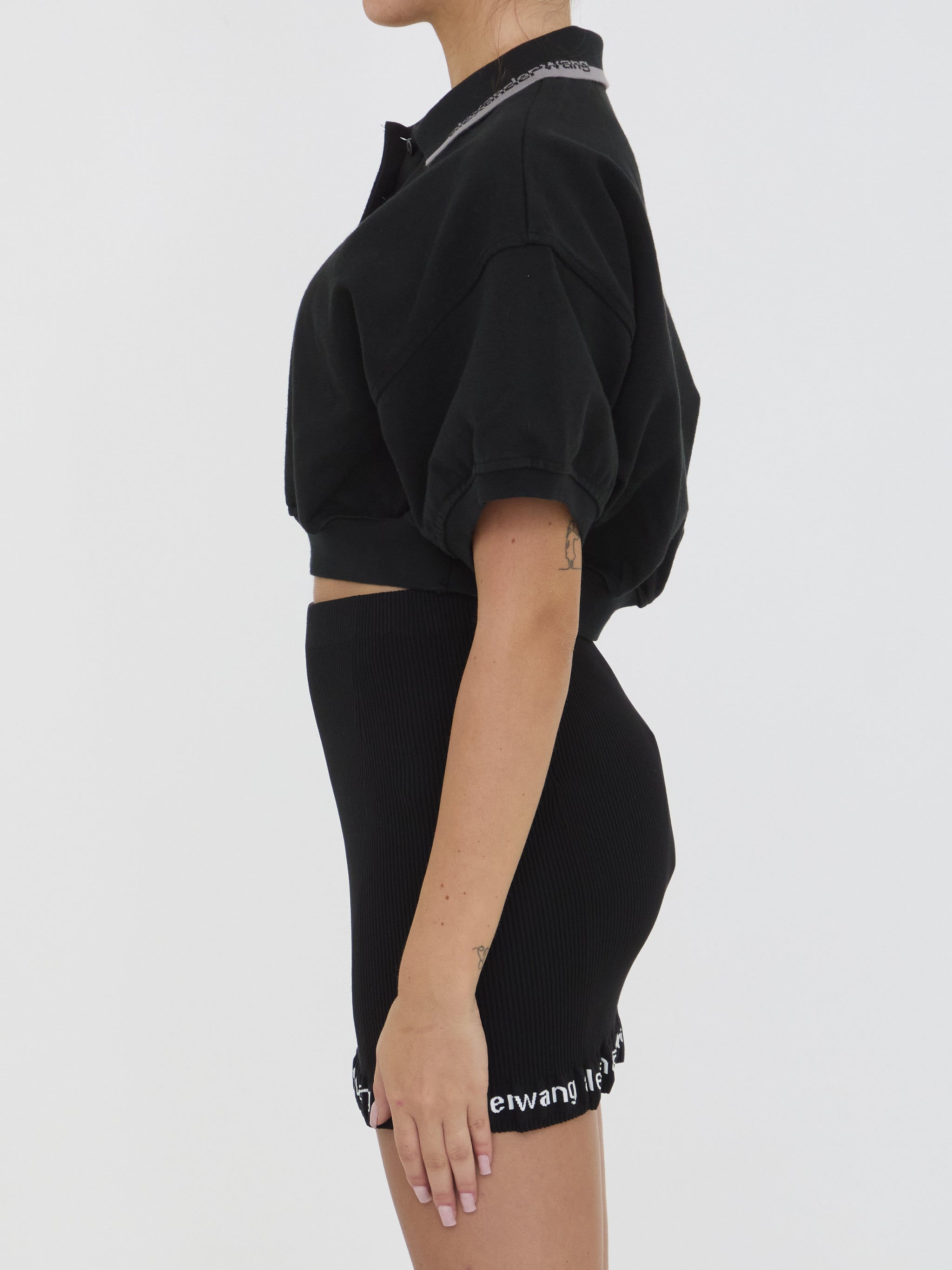 cropped cotton polo shirt