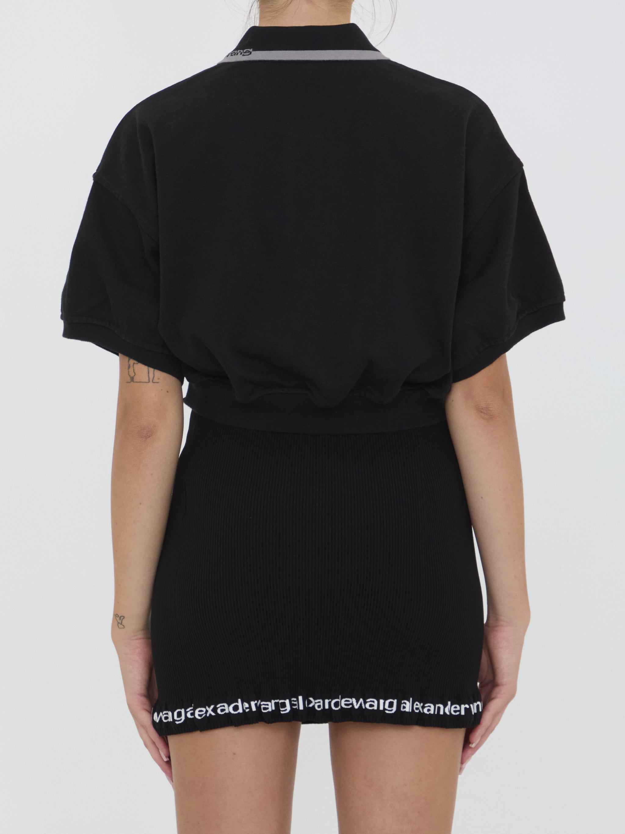 cropped cotton polo shirt
