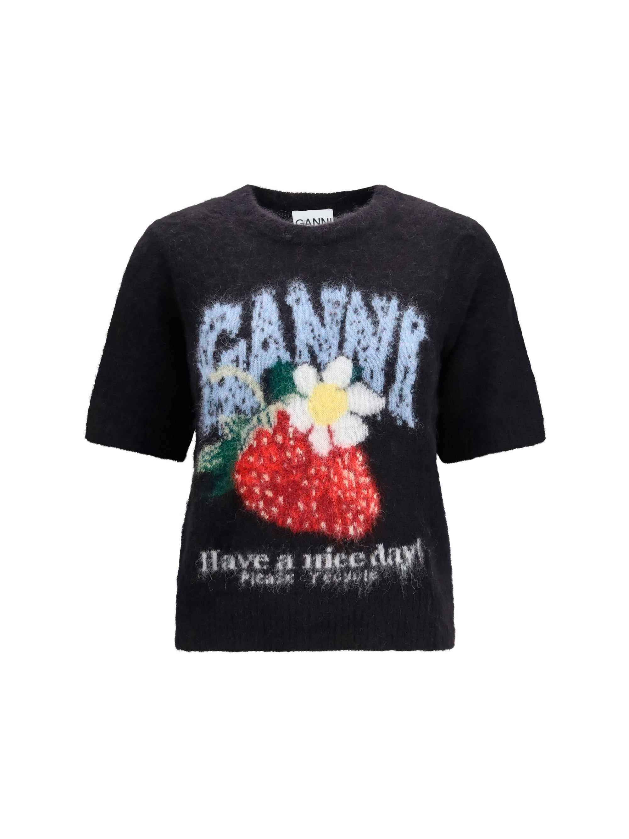 GANNI L alpaca and wool-blend t-shirt