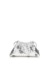 dustbag clutch bag with floral appliqués