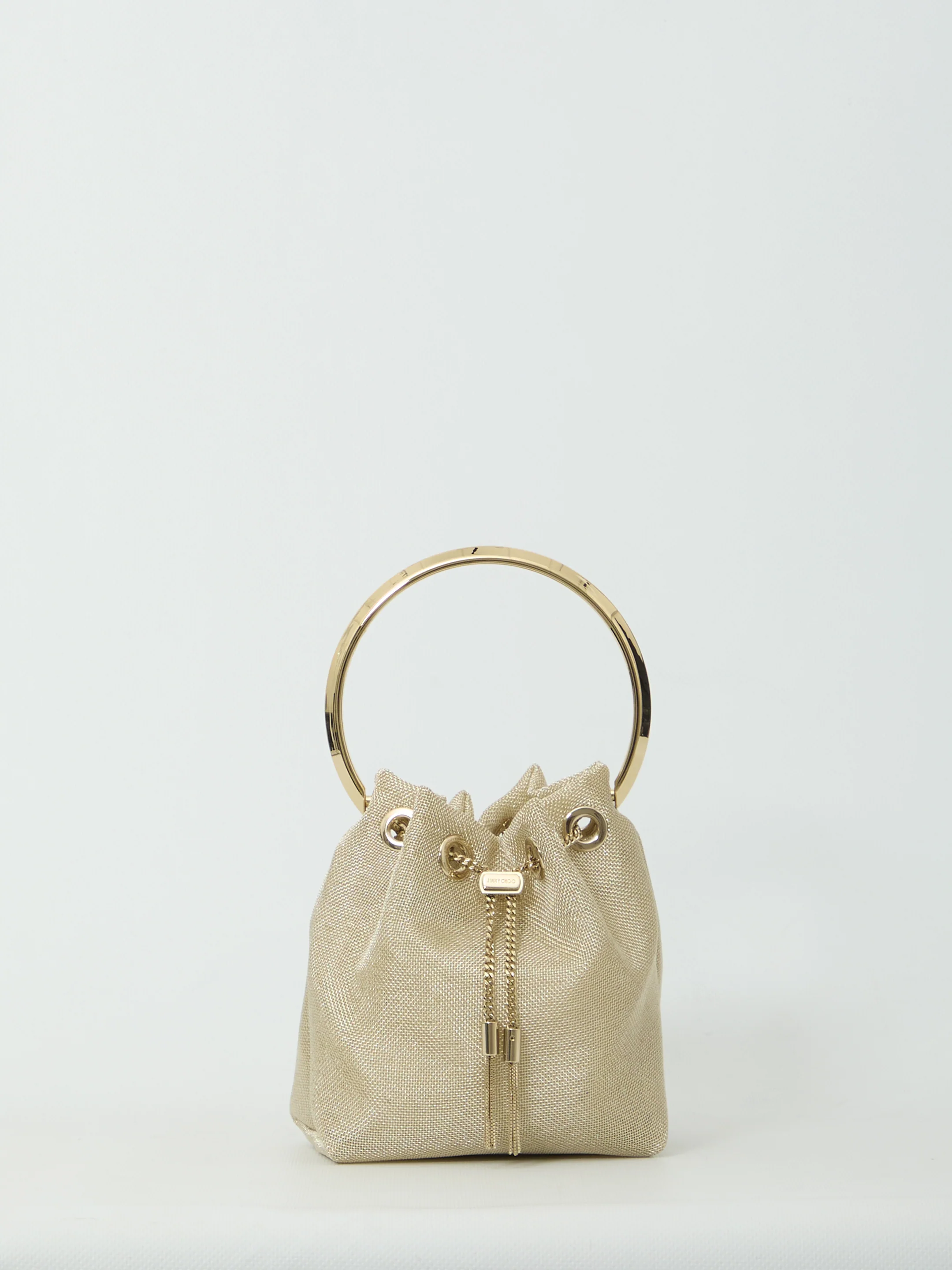 JIMMY CHOO OS champagne mesh bon bon bag