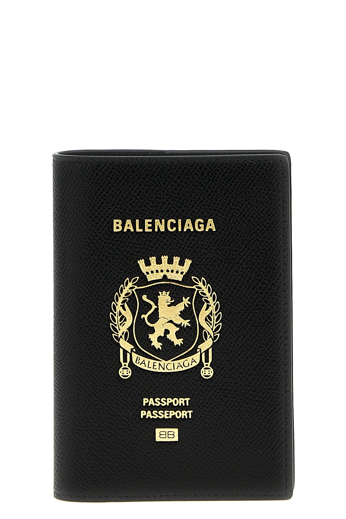 BALENCIAGA OS semi-matte textured calf leather passport holder