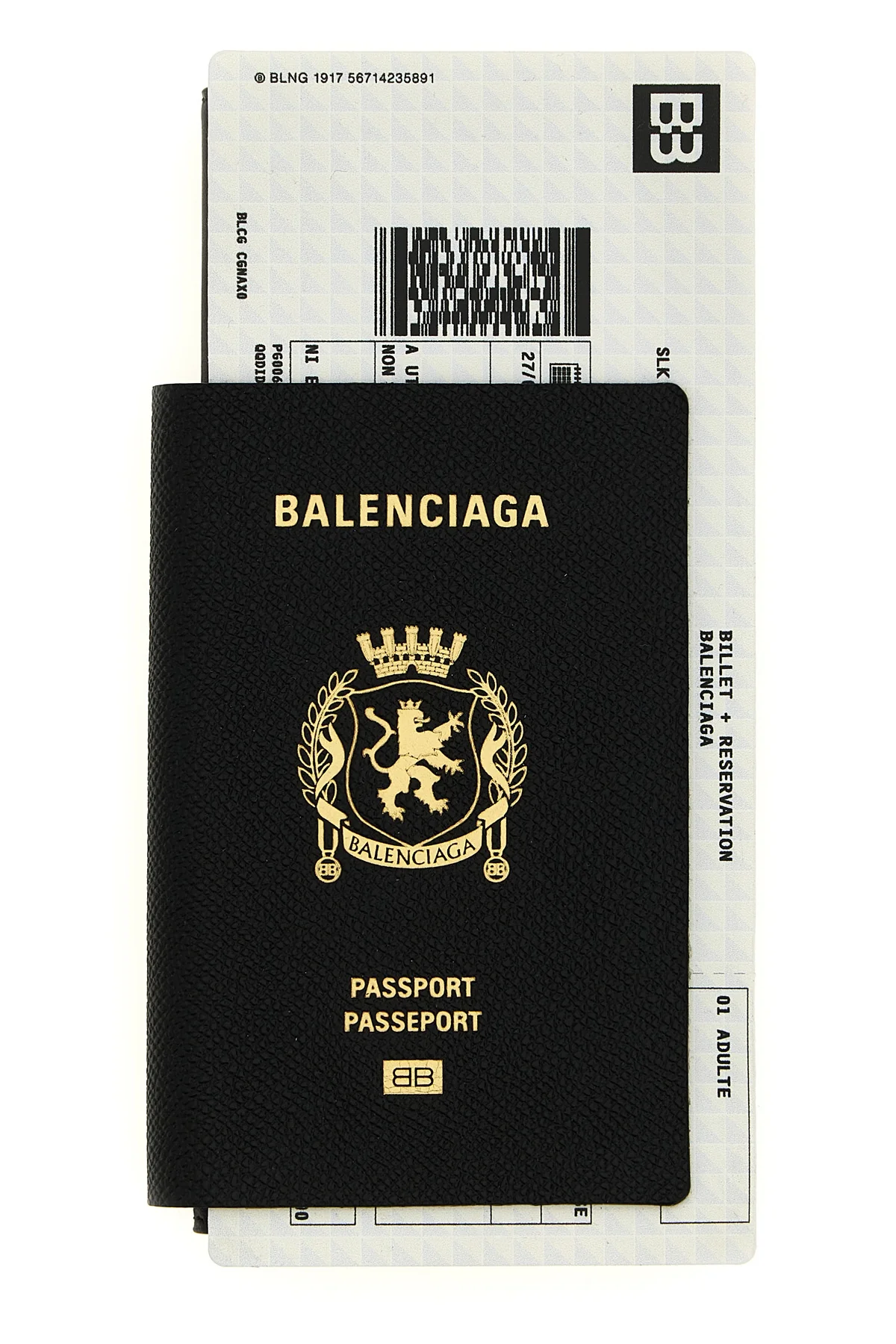 BALENCIAGA OS passport lungo 1 biglietto wallet in soft semi-matte textured calf leather