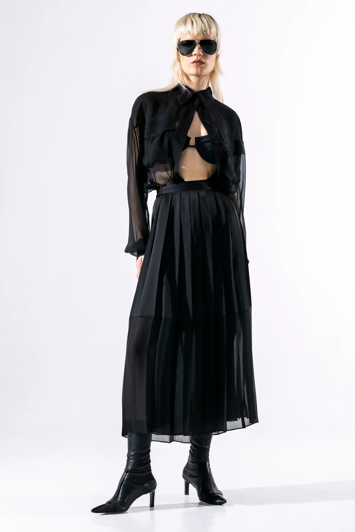 semi-transparent silk muslin shirt