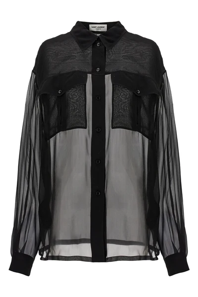 semi-transparent silk muslin shirt