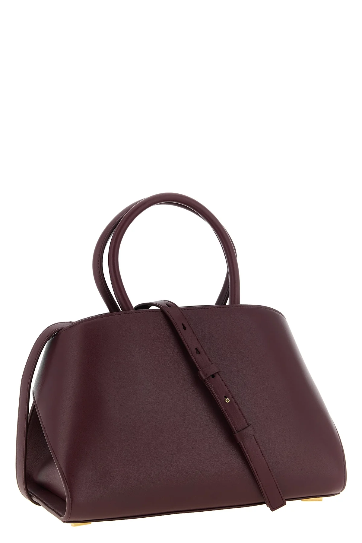 ferragamos hug (m) handbag in fine burgundy hammered calf leather stands out