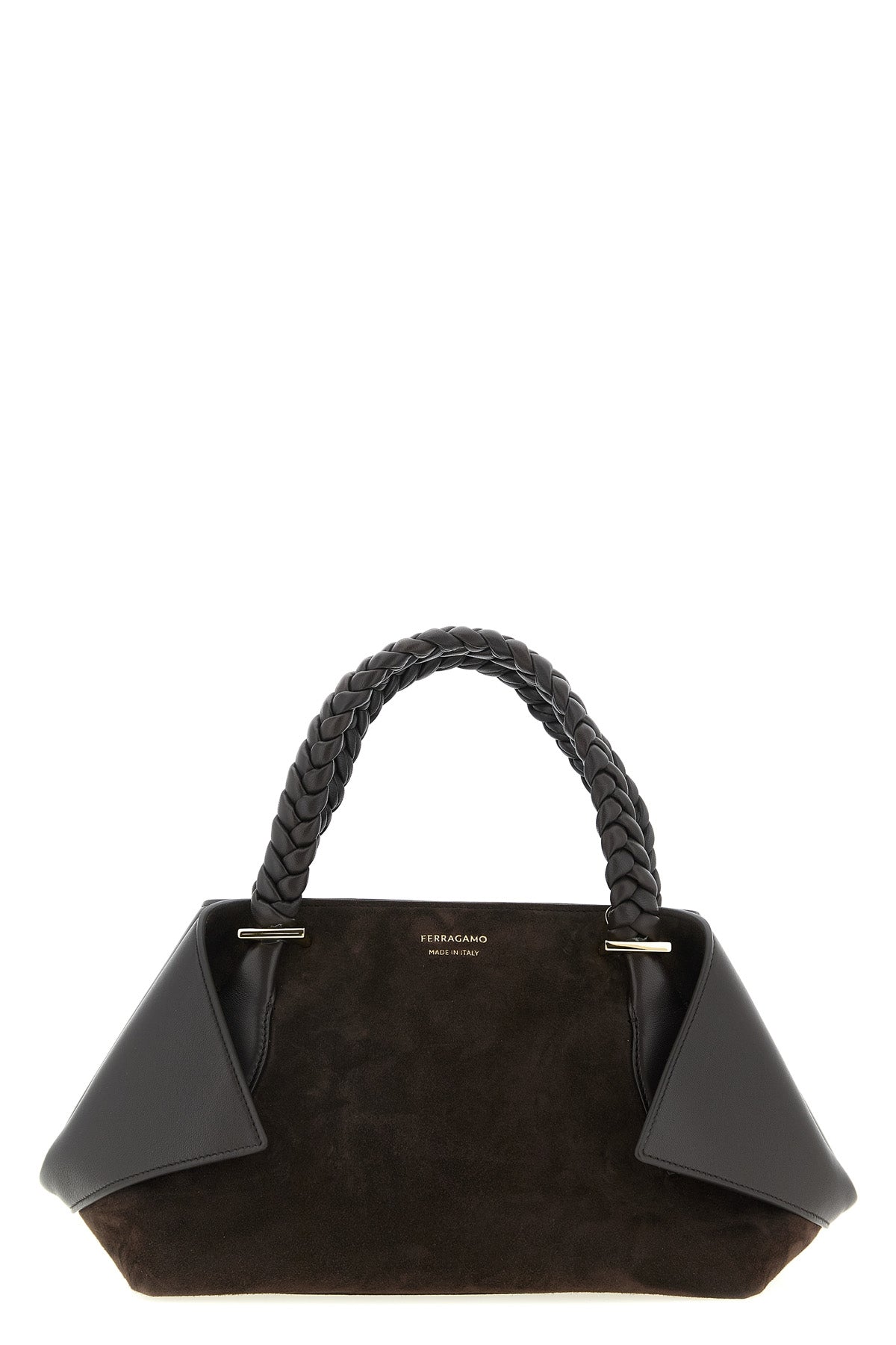 FERRAGAMO OS scarf th s handbag in suede and tone-on-tone smooth leather