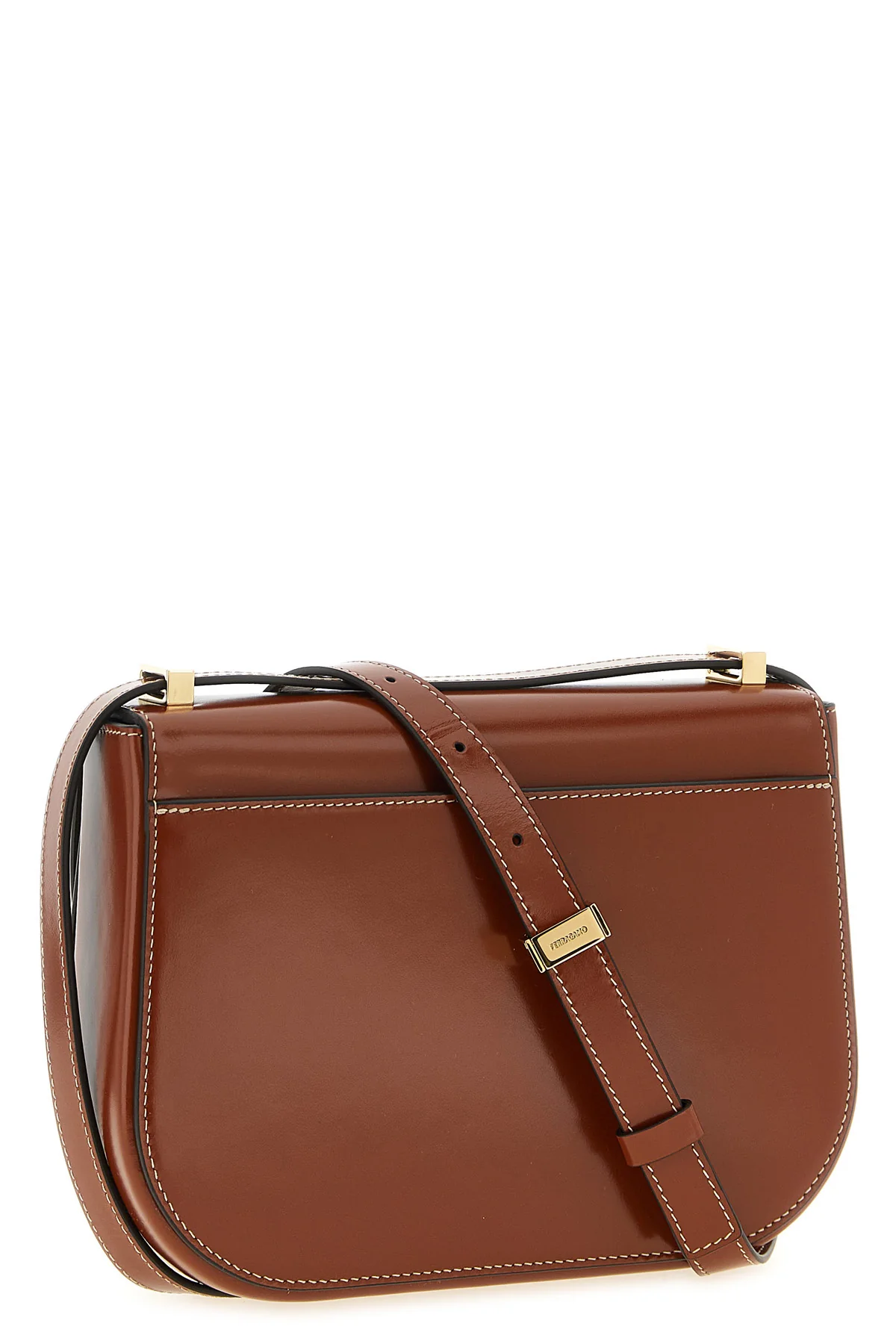 FERRAGAMO OS the ferragamo double gancini crossbody bag is made of pure smooth and shiny calf