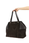 scarf l shoulder bag in suede and calf leather
