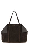 scarf l shoulder bag in suede and calf leather