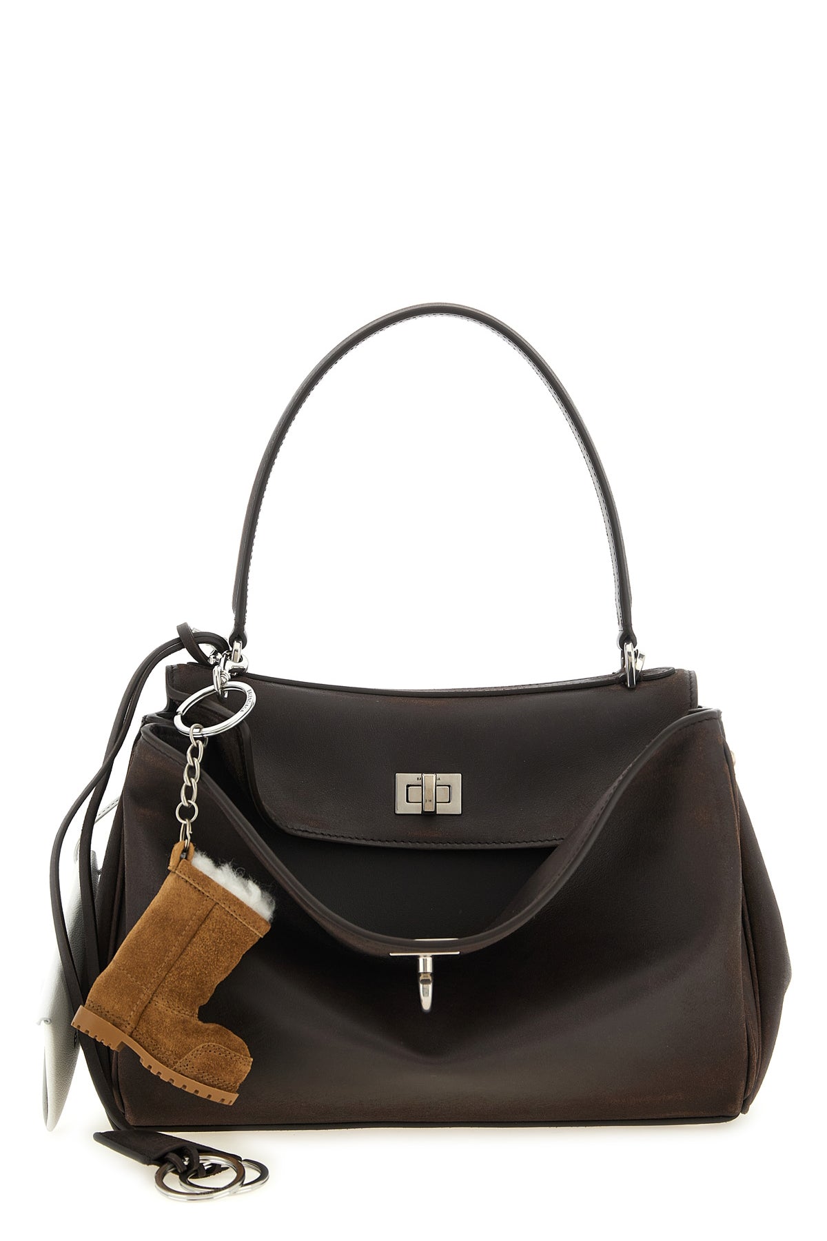 BALENCIAGA OS small rodeo waxed calf leather and smooth calf leather handbag