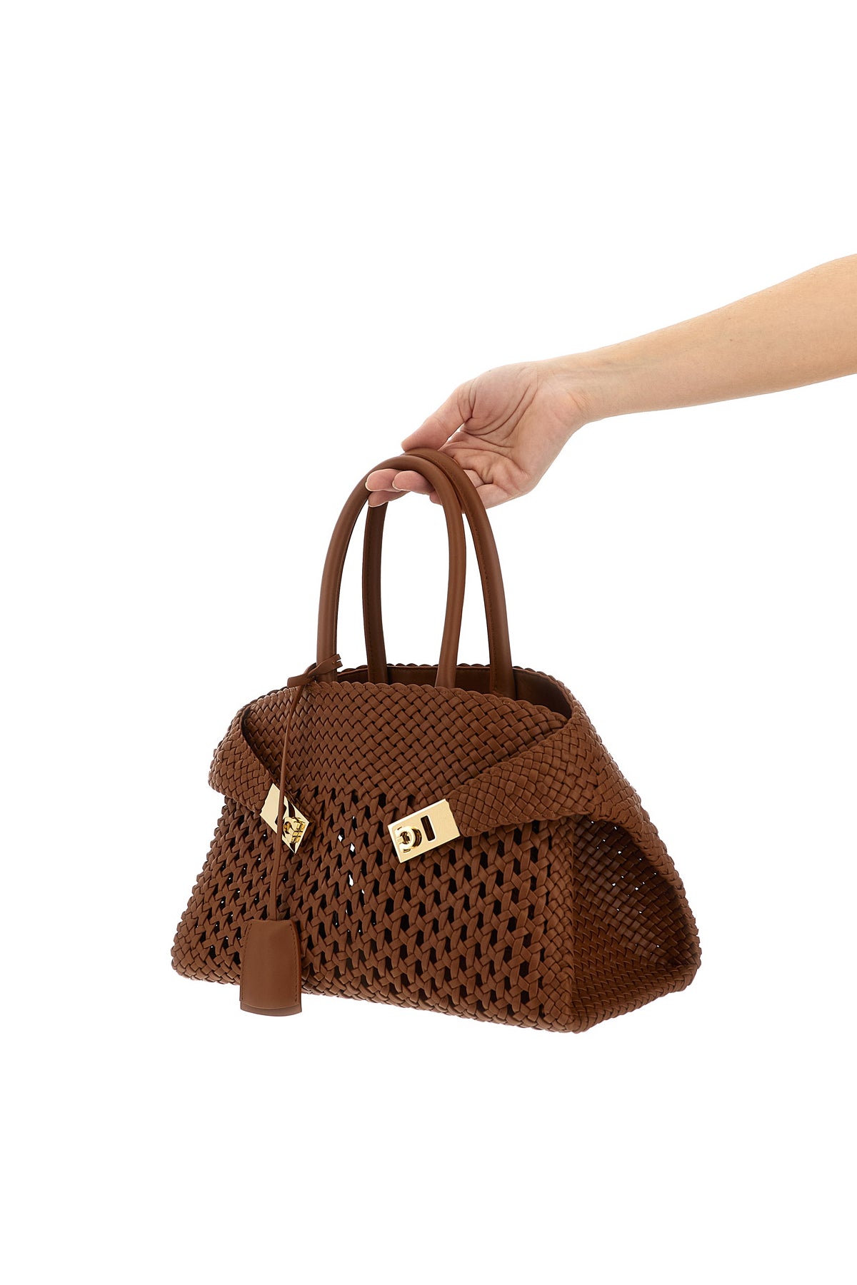 FERRAGAMO OS hug th s woven leather handbag