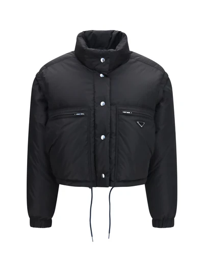 short padded jacket with zip and triangle logo