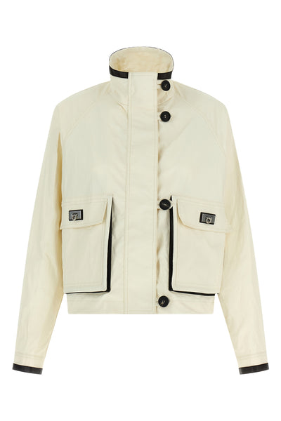 straight and short jacket in technical linen fabric