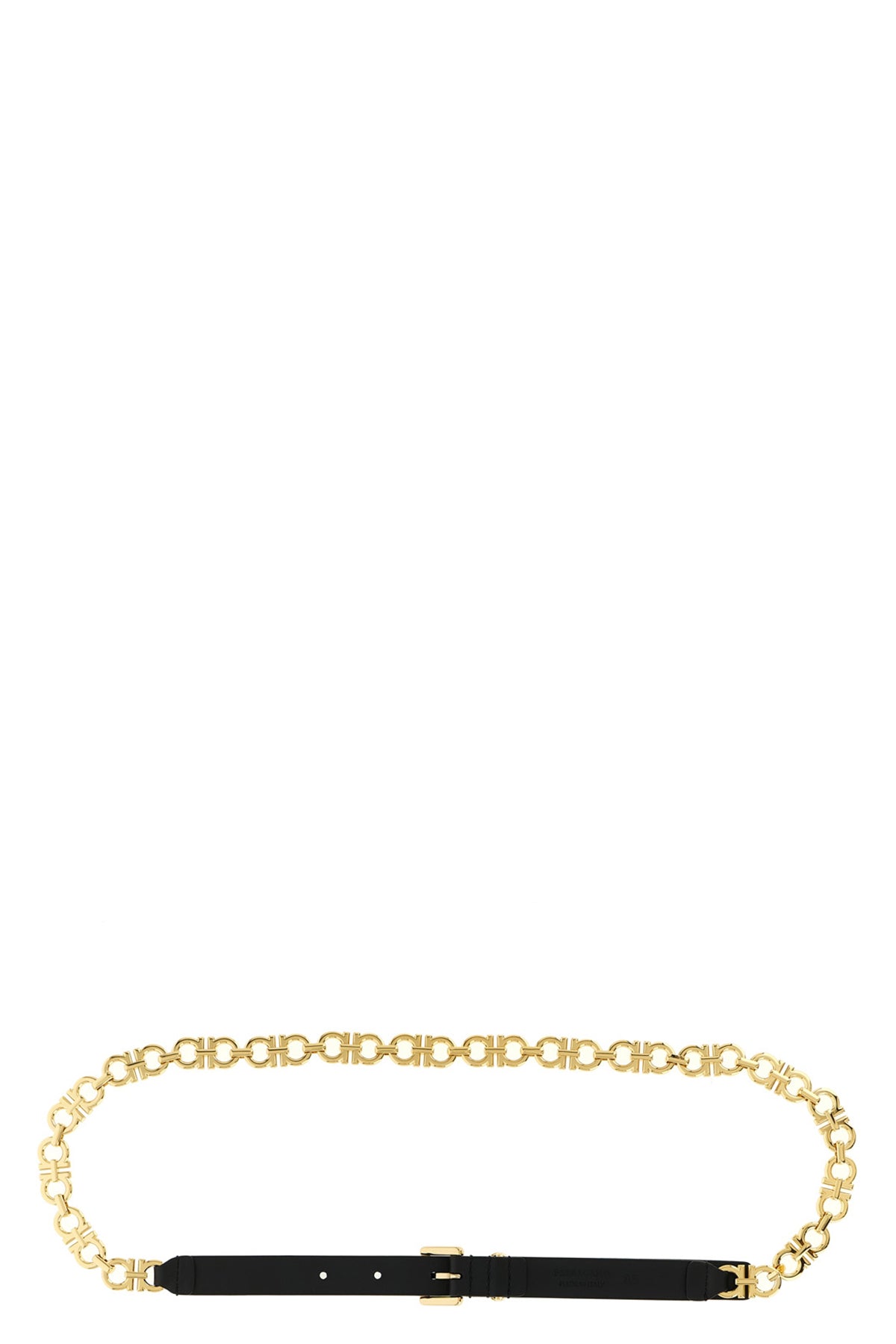FERRAGAMO 85 cm gancini gold leather and chain belt