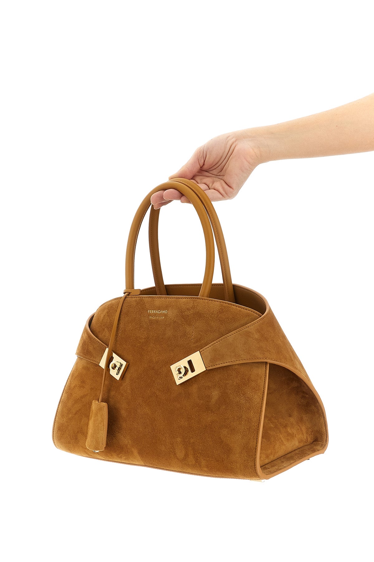 FERRAGAMO OS hug th s suede handbag