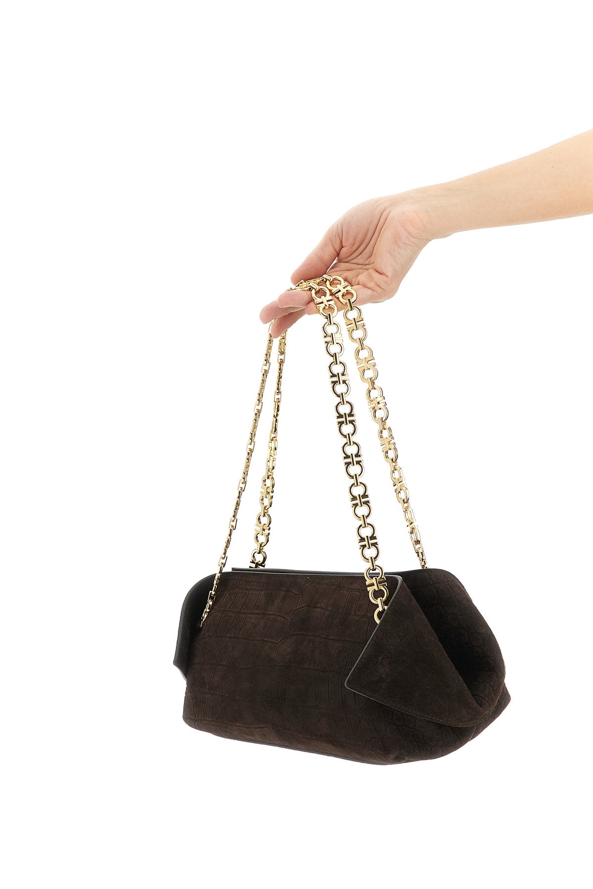 FERRAGAMO OS ferragamo (s) shoulder bag in crocodile-effect suede