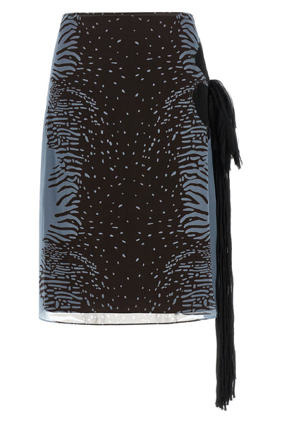 midi skirt in animal print silk blend georgette